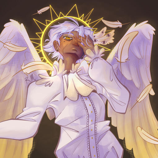 Halfbody with shading and simple background ~ Character belongs to sofiatheotaku on Discord